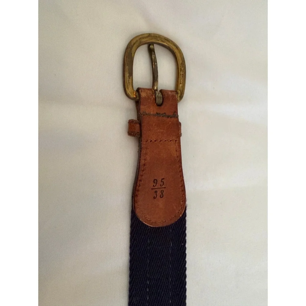 Façonnable Sellier Mens Navy Woven Leather Belt Made in France 95/38